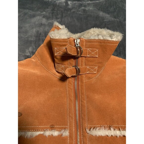 Vintage Wilsons Maxima Women Jacket XL Orange Zip Front Faux Fur Penny Lane Flaw - Picture 7 of 16